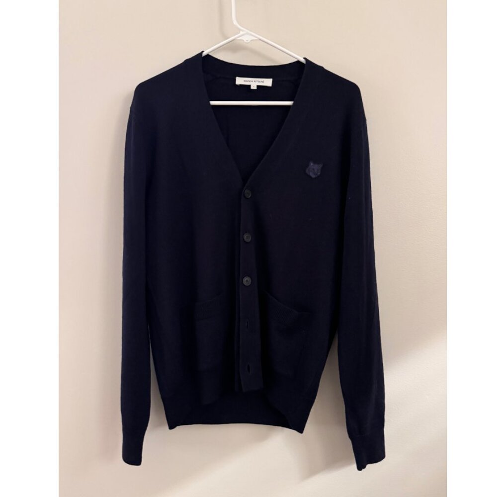 New Maison Kitsune Navy Unisex Fox Cardigan [Men's Small] - Picture 3 of 6